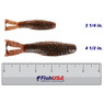 Z-Man Diezel KickerZ Soft Swimbait color Rootbeer Gold in both sizes (3 1/4 in., 4 1/2 in.) above a 6 inch FishUSA ruler