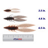 6th Sense Bodega Soft Bait color Crawfish Juice in all sizes (3.5 in., 4.8 in., 6.5 in.) above a 6 inch FishUSA ruler
