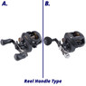 Penn Squall Low Profile Casting Reel handle chart with model SQL200LP handle A and model SQL400LP handle B