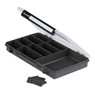Plano StowAway 50/50 Split Tackle Box model 3700 image opened at an angle with included dividers