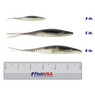 Jenko The Don color Electric Shiner in all sizes (3 in., 5 in., 6 in.) above a 6 inch FishUSA ruler