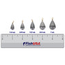 FishUSA Casting Sinkers in all sizes (1/4 oz., 3/8 oz., 1/2 oz., 3/4 oz., 1 oz.) above a 6 inch FishUSA ruler