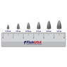 FishUSA Slip Sinkers all sizes (1/16 oz., 1/8 oz., 3/16 oz., 1/4 oz., 3/8 oz., 1/2 oz.) above a 6 inch FishUSA Ruler