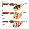 Mepps Plain Aglia Spinner Pak model ST1-E featuring colors Red Dot, Red-White, and Red-Black