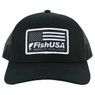 FishUSA Black Ops Trucker Hat, front view showing black panels and black mesh