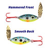 PK Lures Predator Spoon color Bluegill Glow showing both the Hammered front side and the smooth back side of the bait