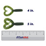 Yamamoto Double Tail Grub color Watermelon w/ Large Black Flake in both sizes (4 in. and 5 in.) above a 6 inch FishUSA ruler
