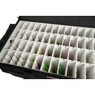 Lakewood Lure Locker Soft-Sided Hard Tackle Box opened overhead view of lures hanging from all compartment dividers