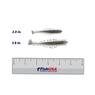 Kalin's Tickle Tail Swim Bait size comparison of 2.8 and 3.8 inch in color Rainbow Minnow using 6 inch ruler