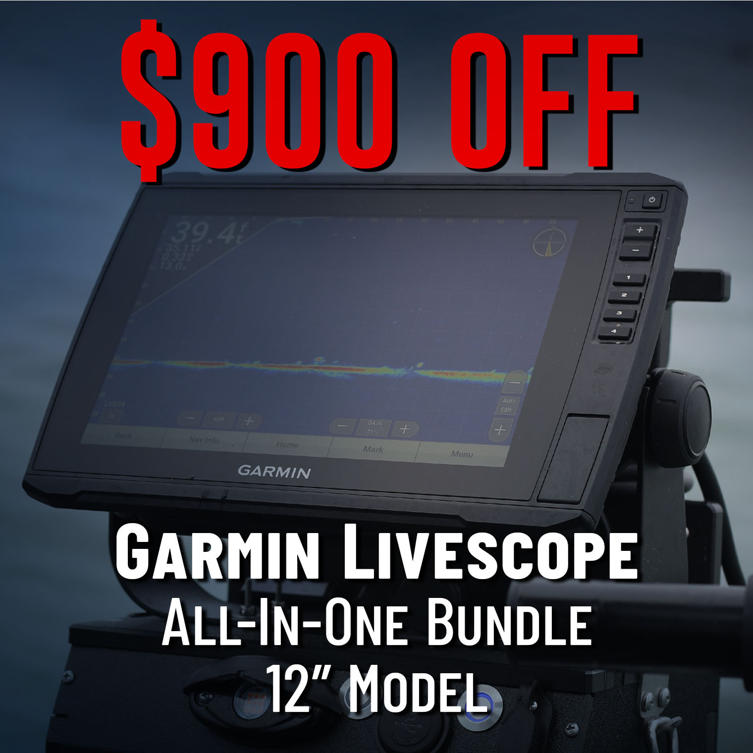 $900 Off Gamin Livescope All-In-One Bundle 12" Model (In-stock only. While supplies last.)