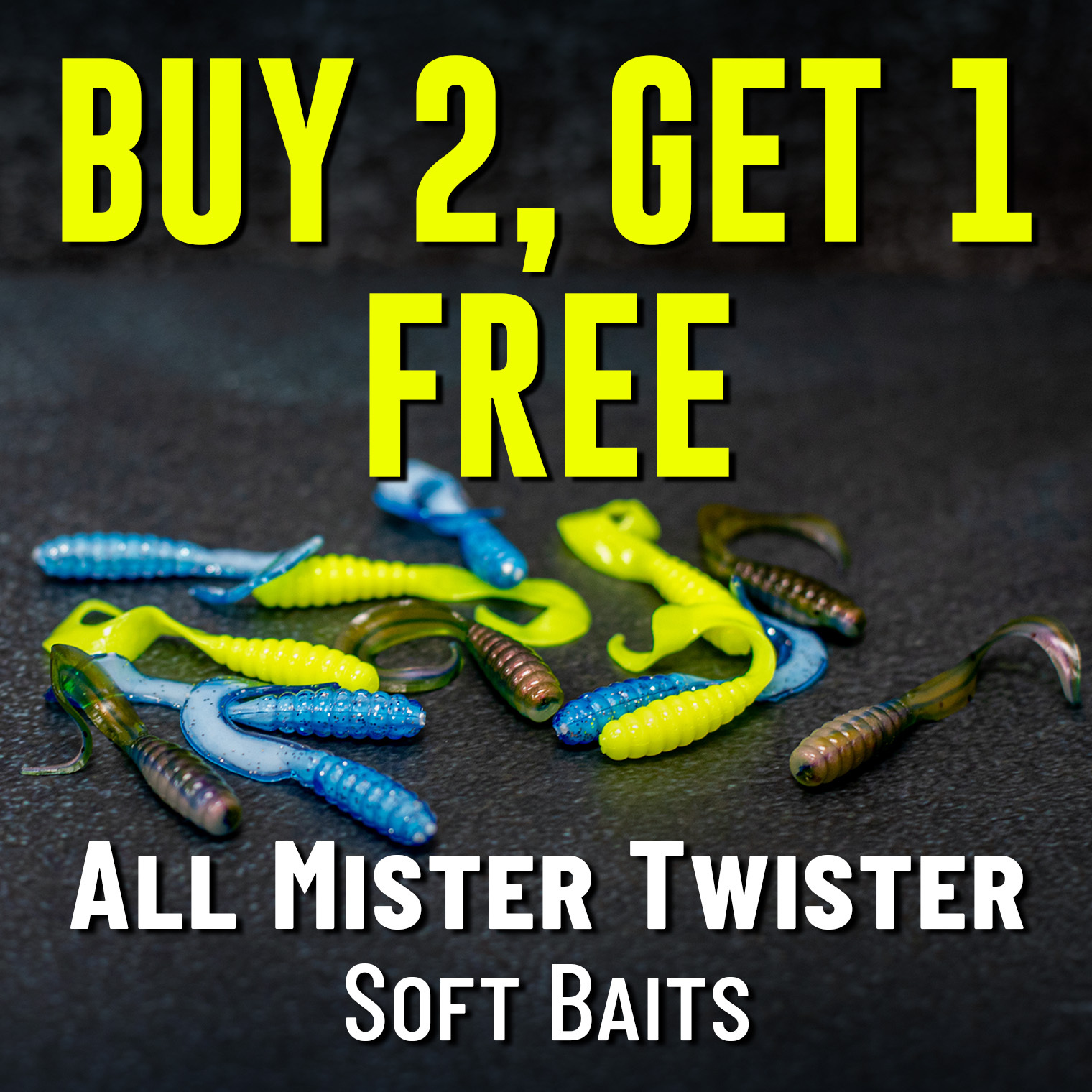 Buy 2, Get 1 Free Mister Twister Soft Baits