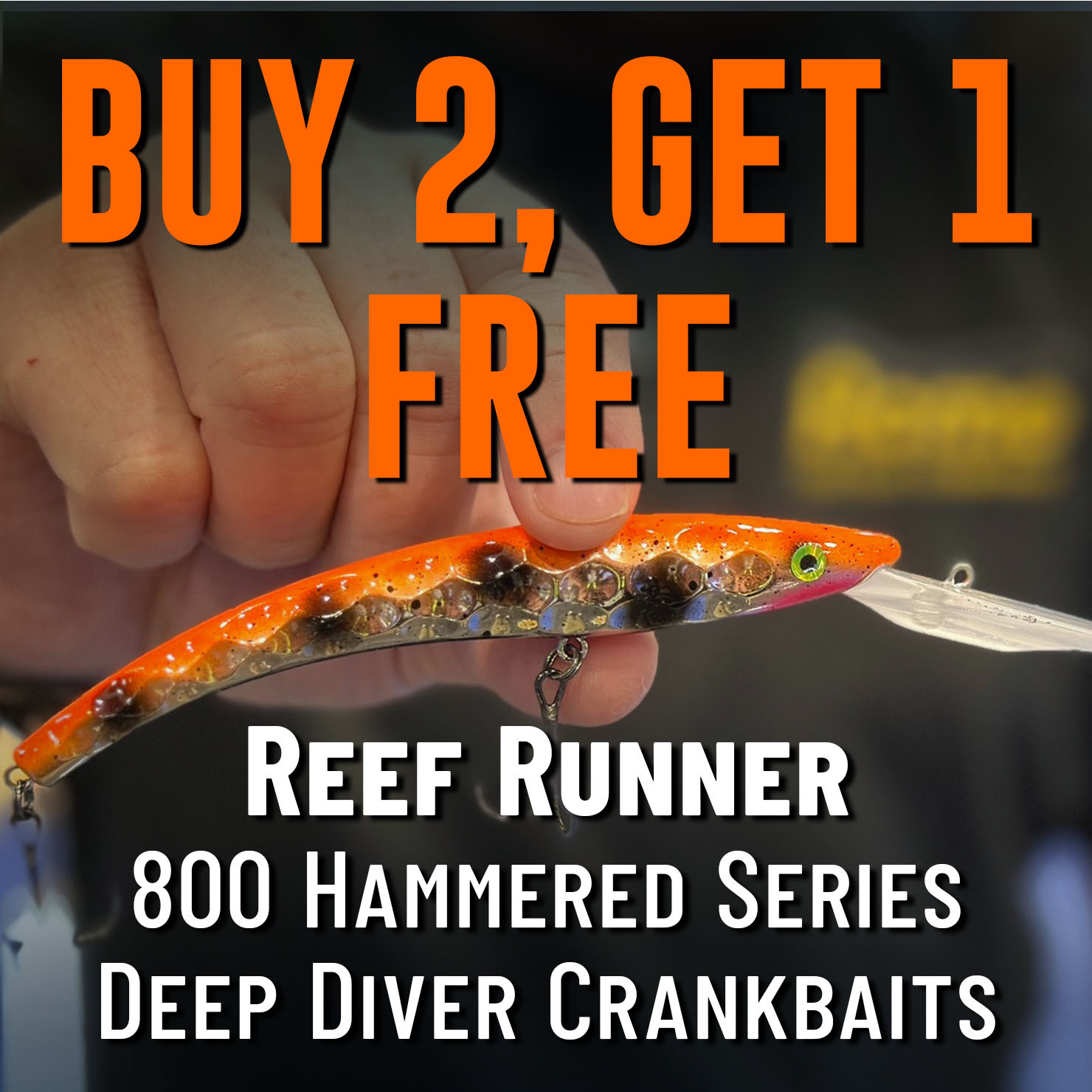 Buy 2, Get 1 Free Reef Runner 800 Hammered Series Deep Diver Crankbaits