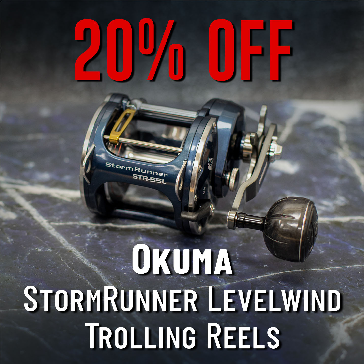 20% Off Okuma StormRunner Levelwind Trolling Reel