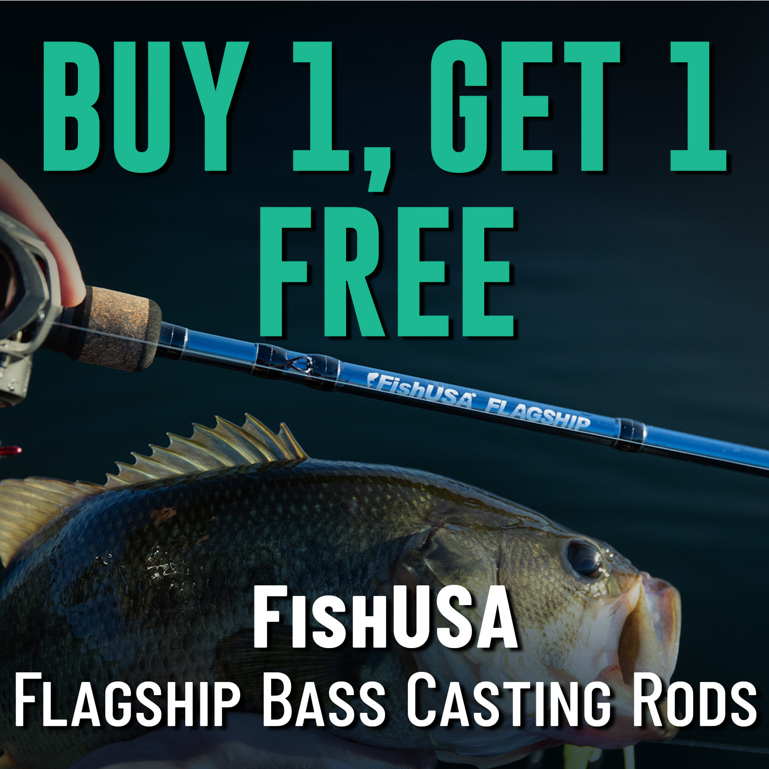 Buy 1, Get 1 Free FishUSA Flagship Bass Casting Rods