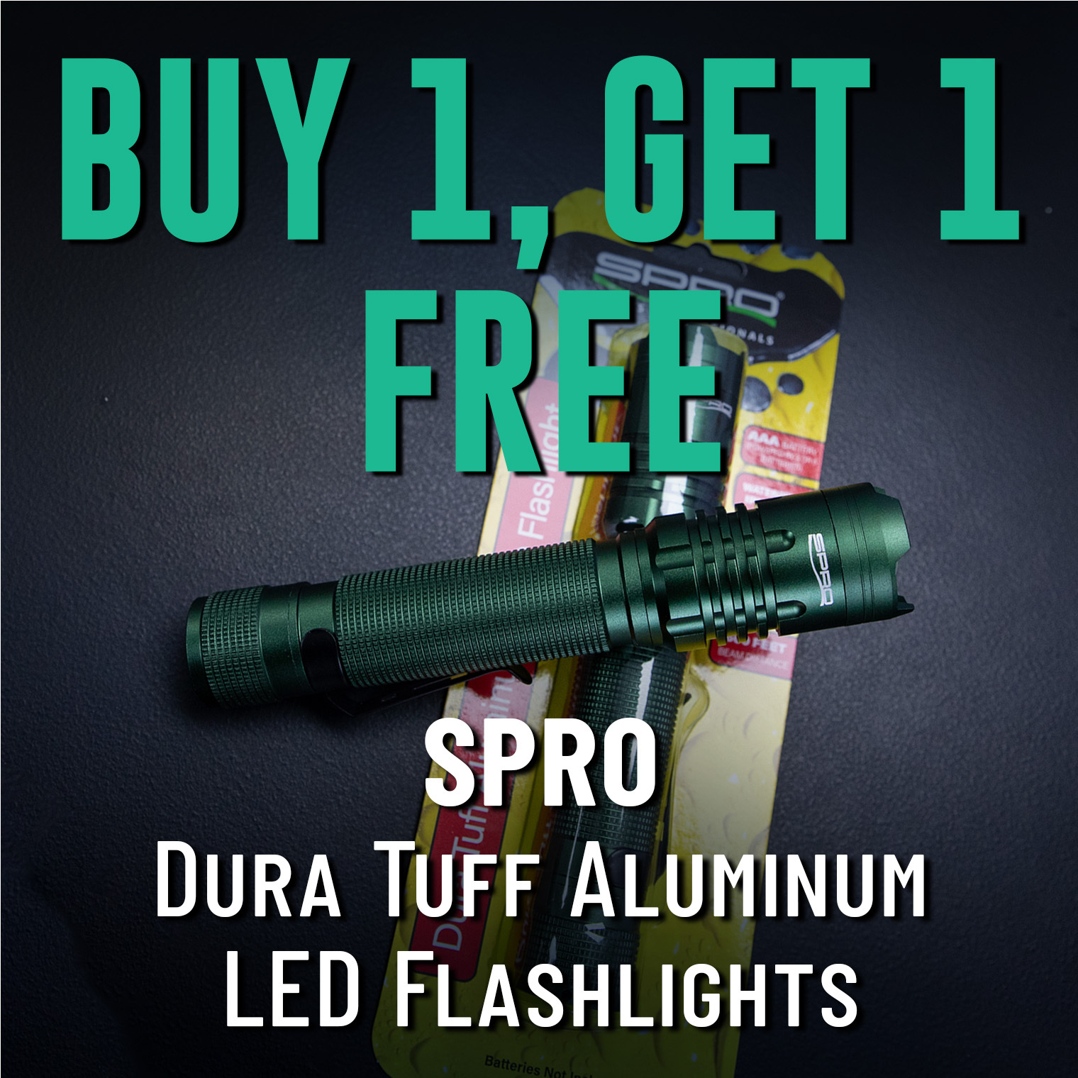 Buy 1, Get 1 Free SPRO Dura Tuff Aluminum LED Flashlight