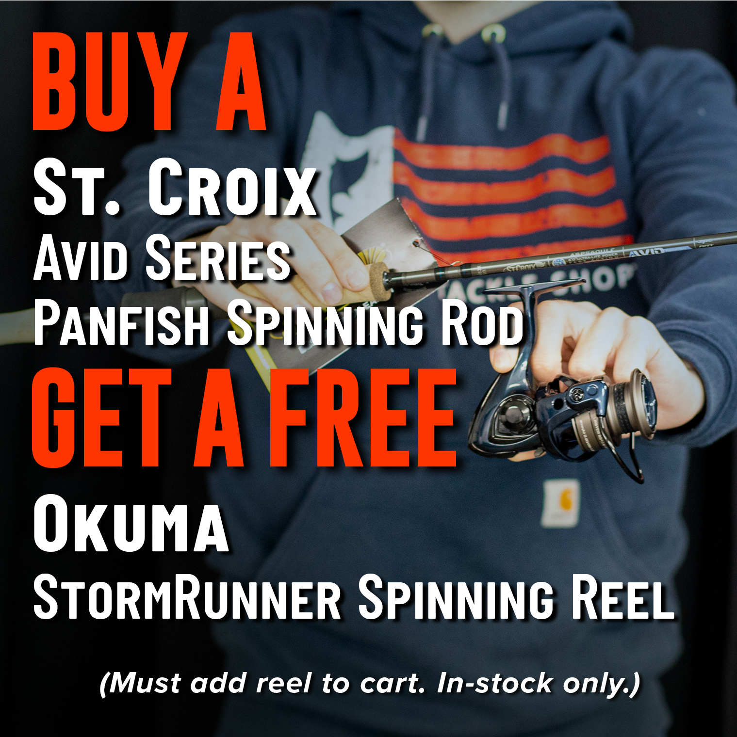 Buy a St. Croix Avid Series Panfish Spinning Rod, Get a Free Okuma StormRunner Spinning Reel (Must add reel to cart. In-stock only.)