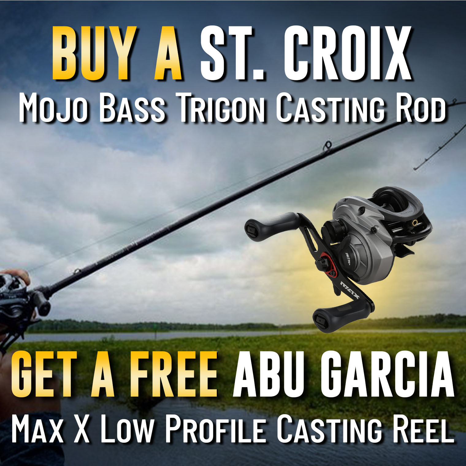 Buy a St. Croix Mojo Bass Trigon Casting Rod Get a Free Abu Garcia Max X Low Profile Casting Reel