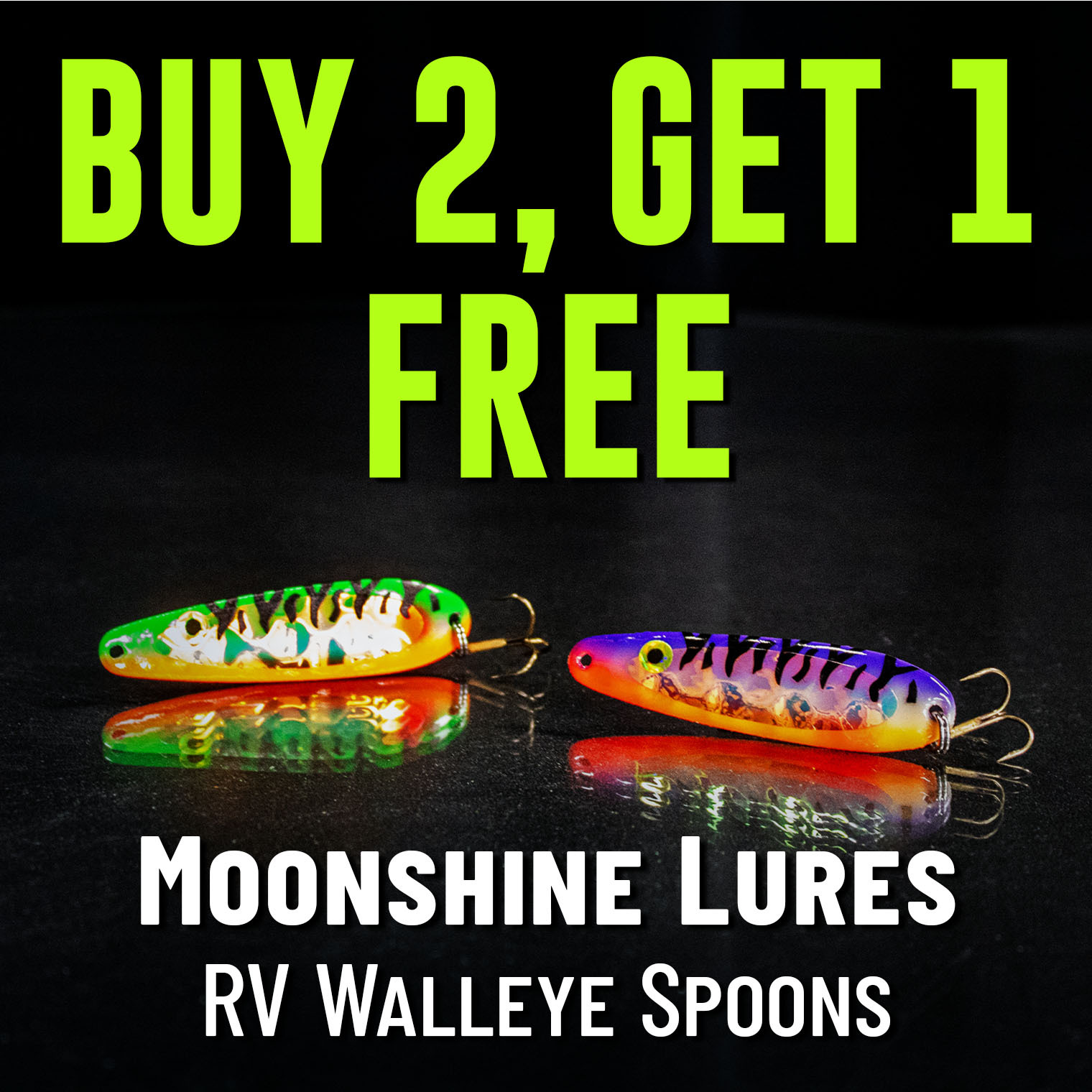 Buy 2, Get 1 Free Moonshine Lures RV Walleye Spoons