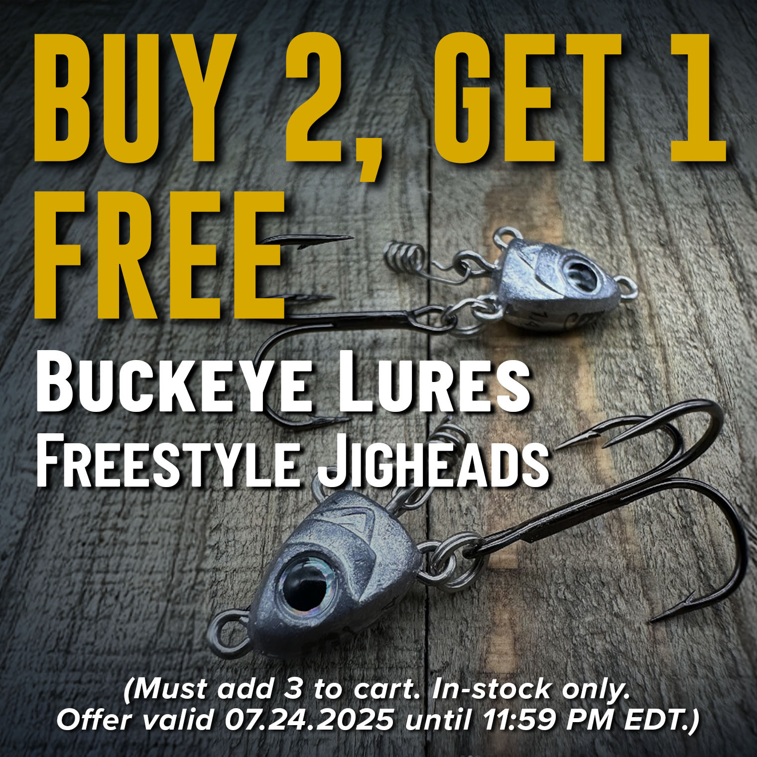 Buy 2, Get 1 Free Buckeye Lures Freestyle Jigheads (Must add 3 to cart. In-stock only. Offer valid 07.24.2025 until 11:59 PM EDT.)