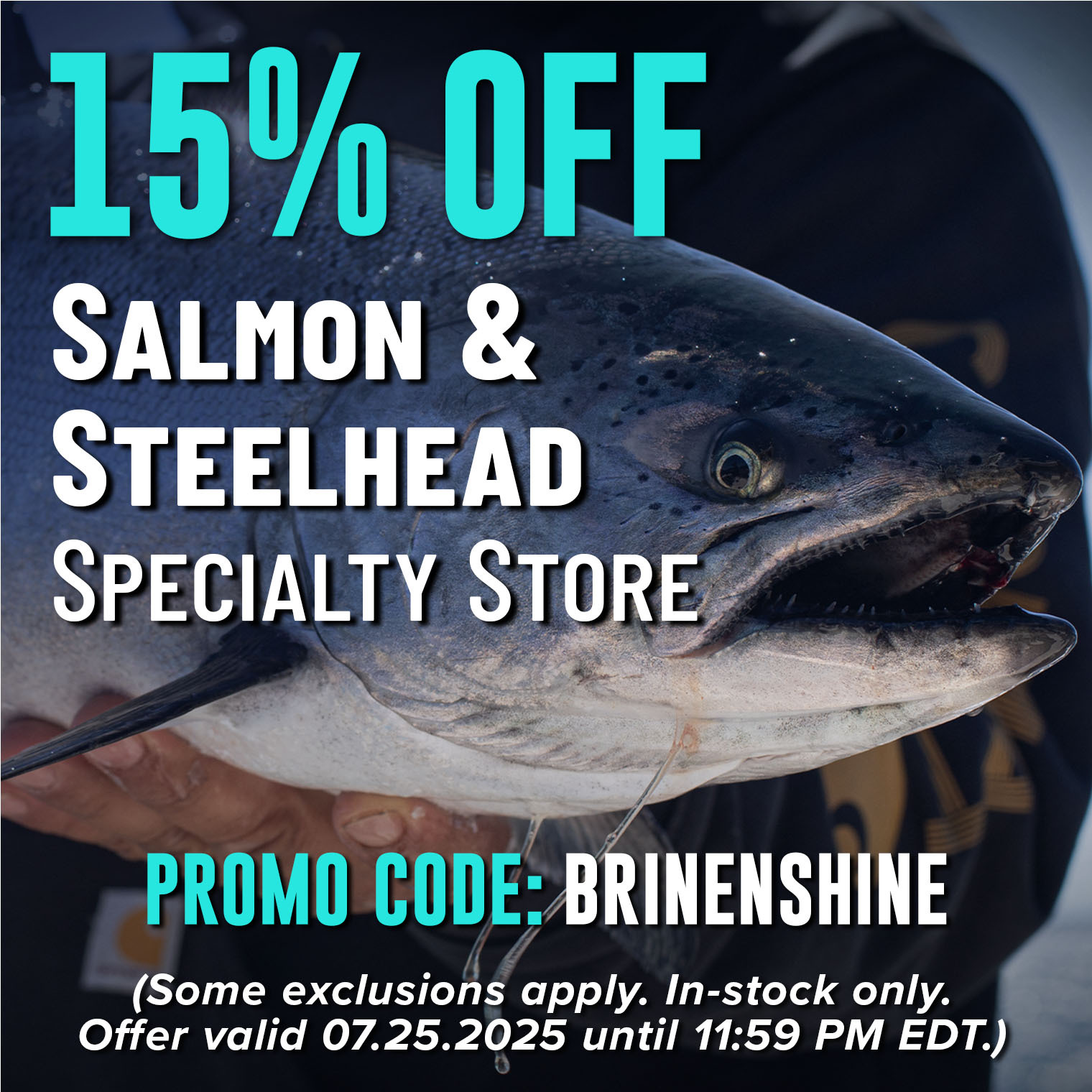 15% Off Salmon & Steelhead Store Promo Code: BRINENSHINE (Some exclusions apply. In-stock only. Offer valid 07.25.2025 until 11:59 PM EDT.)