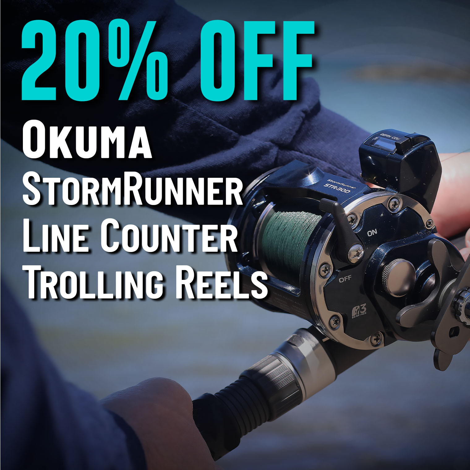 20% Off Okuma StormRunner Line Counter Trolling Reels (In-stock only. Offer valid 07.30.2025 until 11:59 PM EDT.)