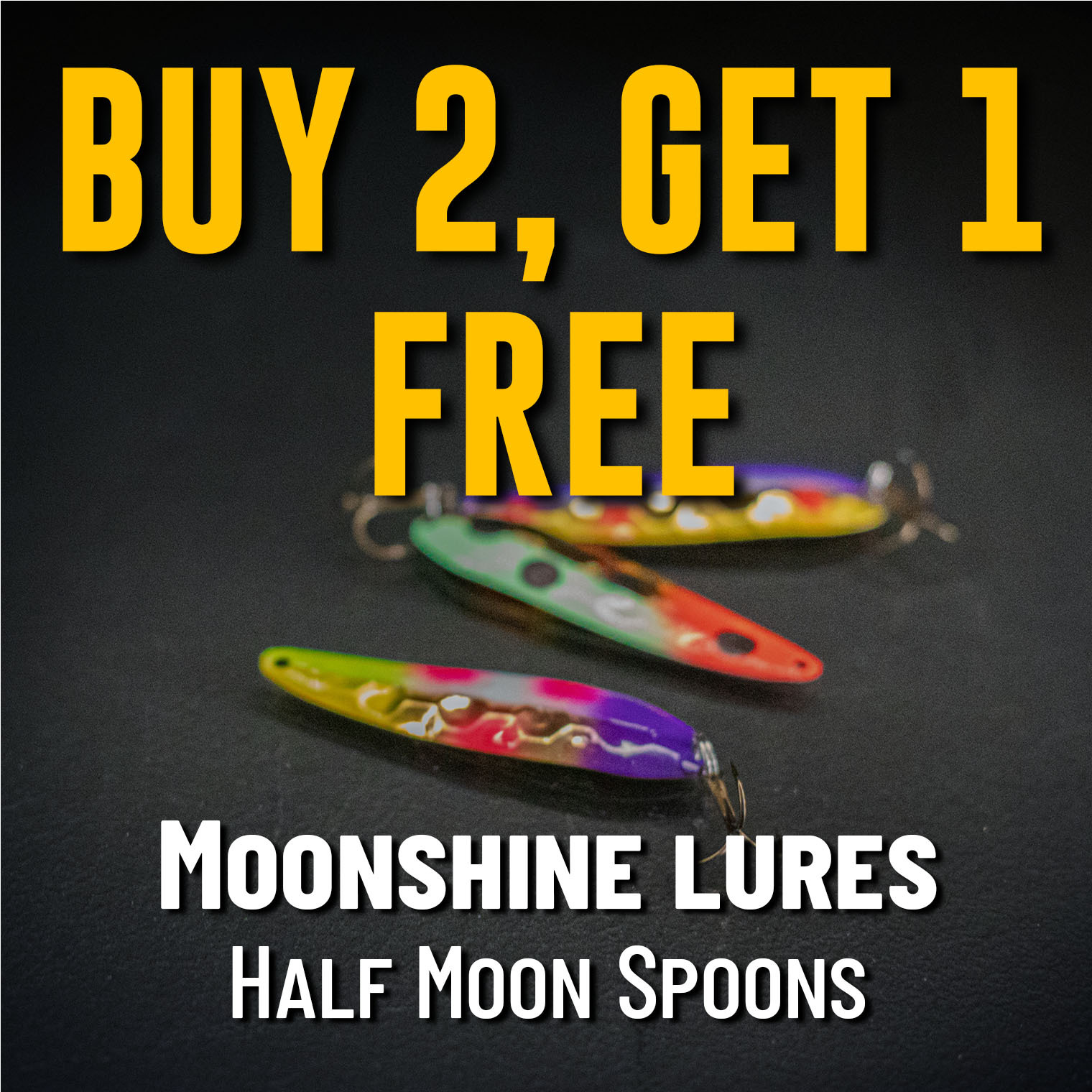 Buy 2, Get 1 Free Moonshine Lures Half Moon Spoons