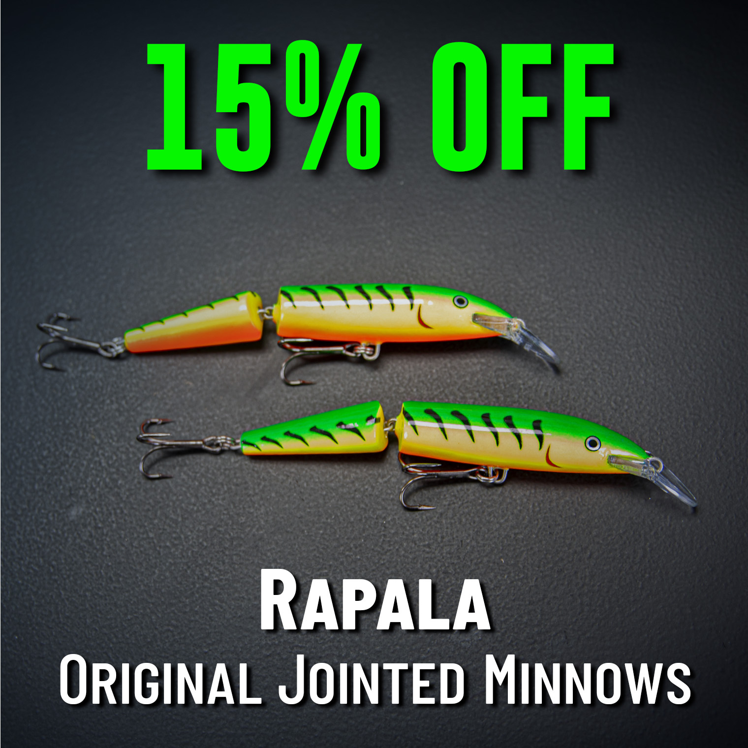15% Off Rapala Original Jointed Minnows