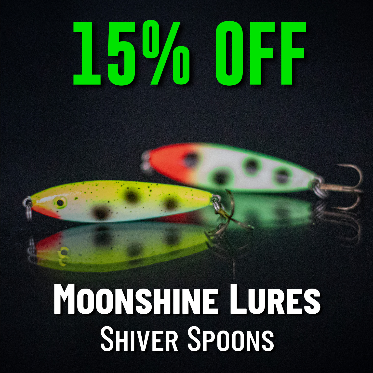 15% off Moonshine Lures Shiver Spoons