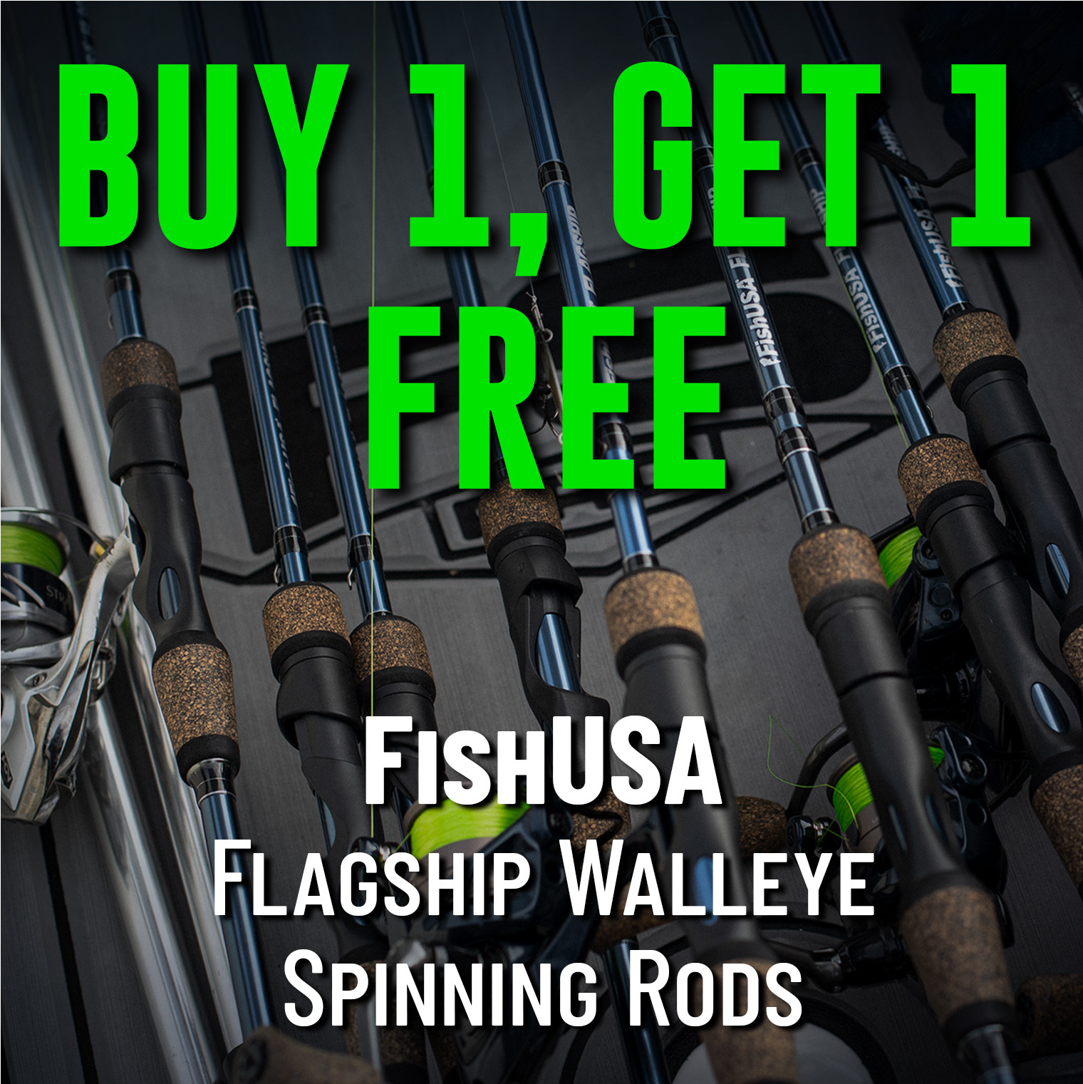 Buy 1, Get 1 free FishUSA Flagship Walleye Spinning Rods