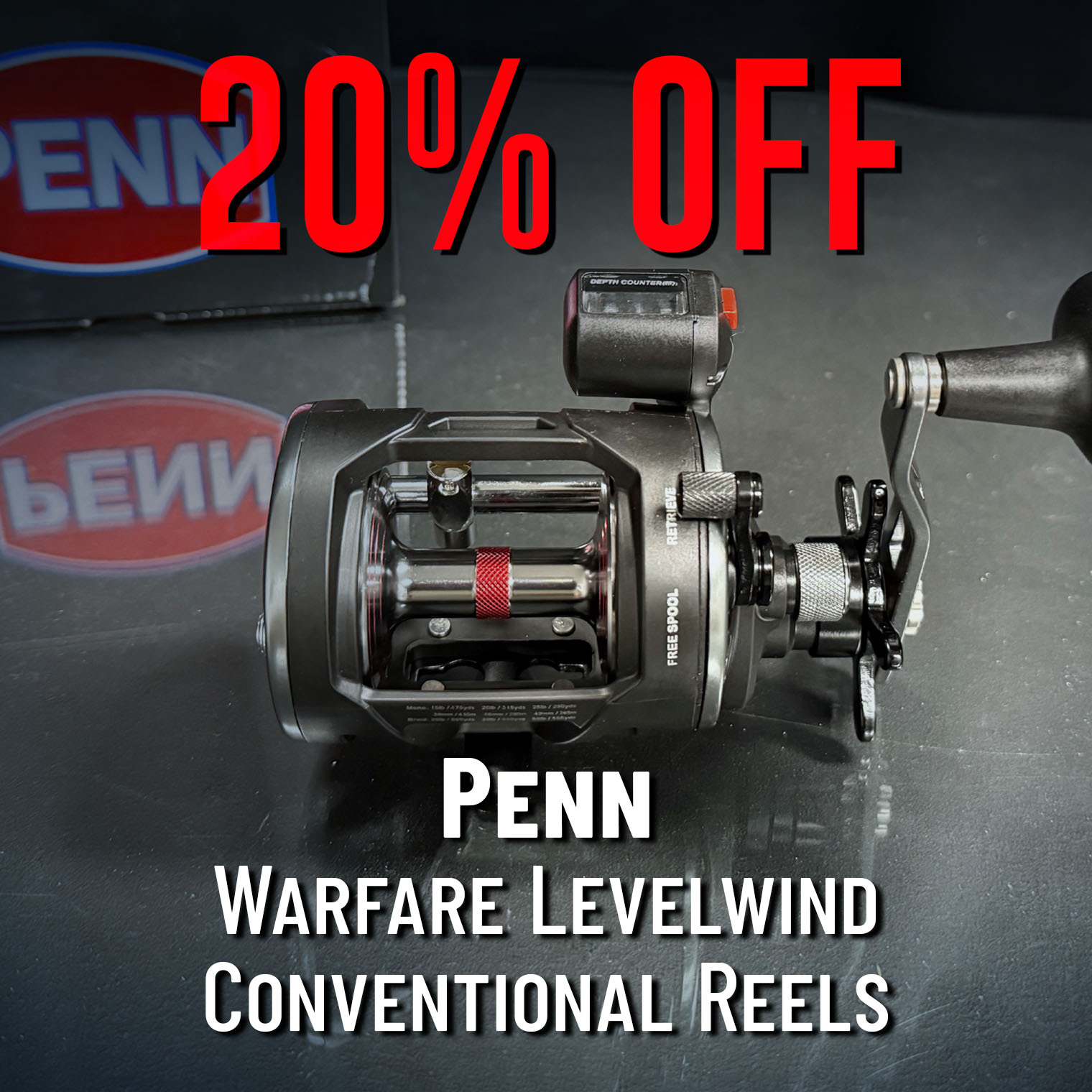 20% Off Penn Warfare Levelwind Conventional Reels