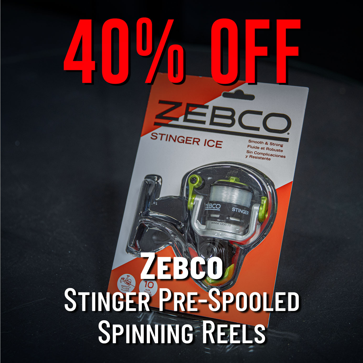 40% Off Zebco Stinger Pre-Spooled Spinning Reels