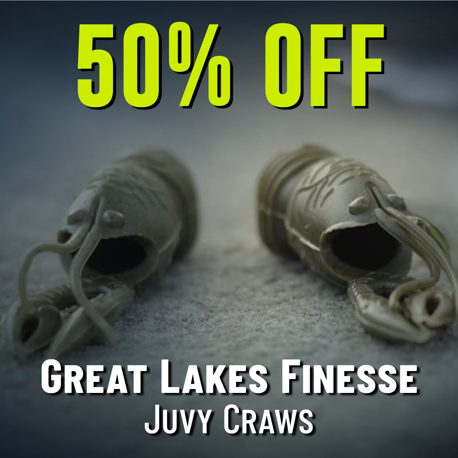 50% Off Great Lakes Finesse Juvy Craws Shop Now (In-stock only. Green pumpkin color only. Discount shown in cart. Offer valid 08.28.2025 until 11:59 PM EDT.)