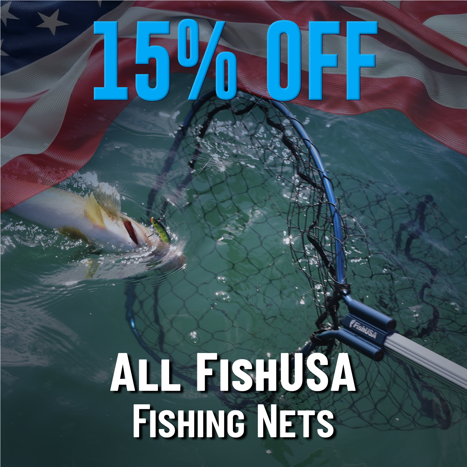 15% Off  All FishUSA Fishing Nets