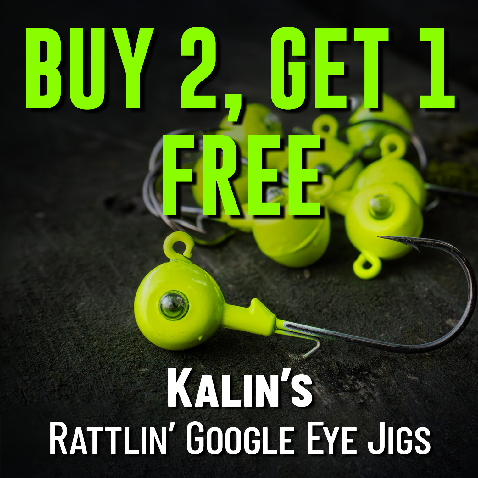 Buy 2, Get 1 Free Kalin's Rattlin' Google Eye Jigs