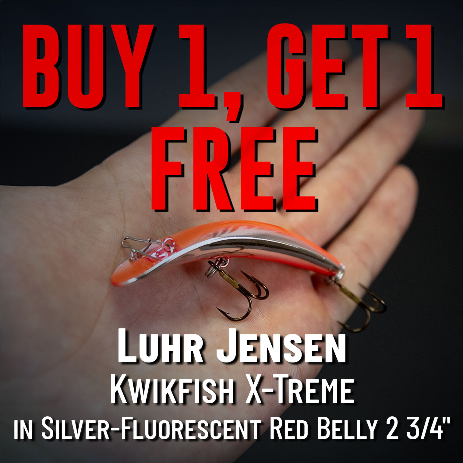 Buy 1, Get 1 Free Luhr Jensen Kwikfish X-Treme in Silver-Fluorescent Red Belly 2 3/4