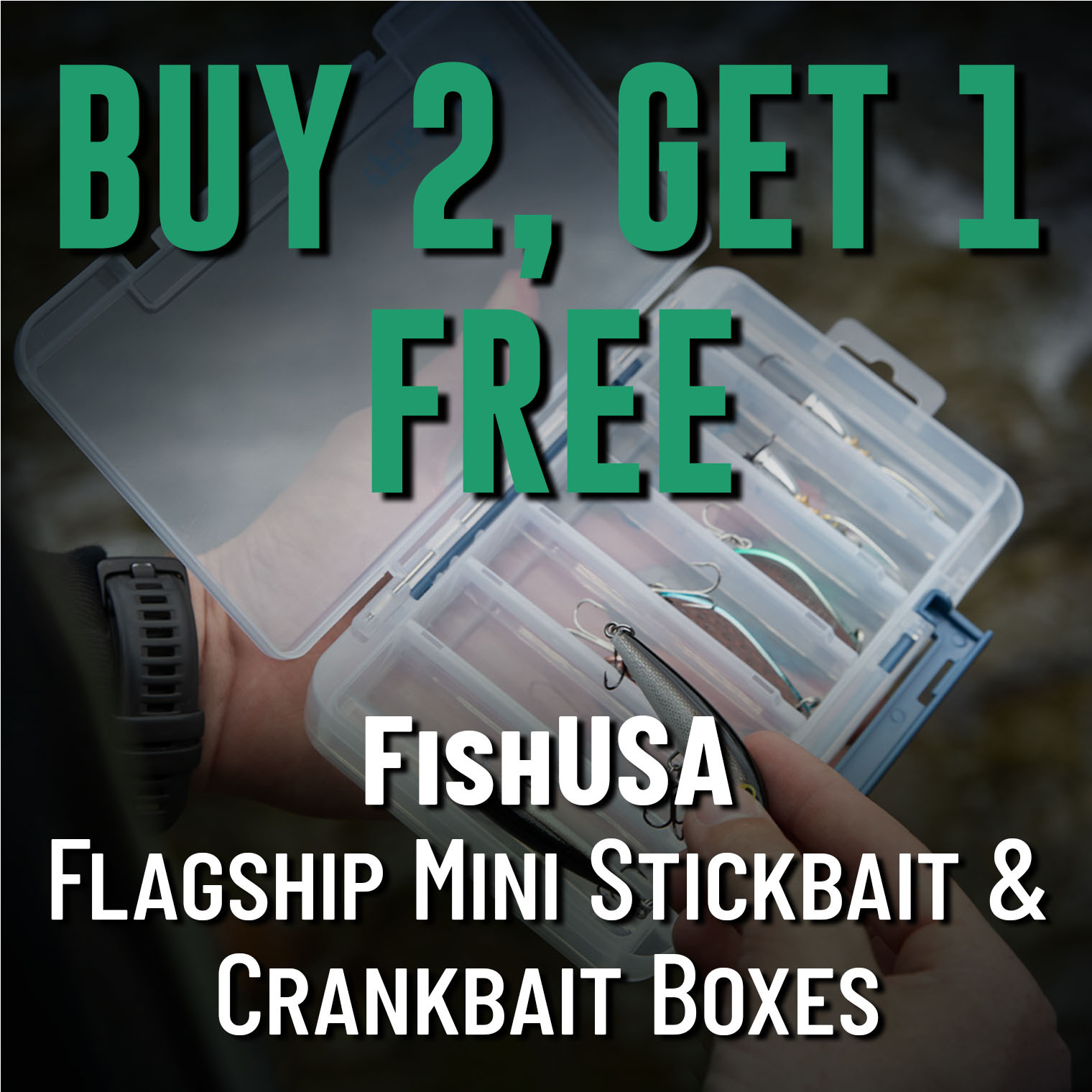 Buy 2 Get 1 Free  FishUSA Flagship Mini Stickbait & Crankbait Boxes