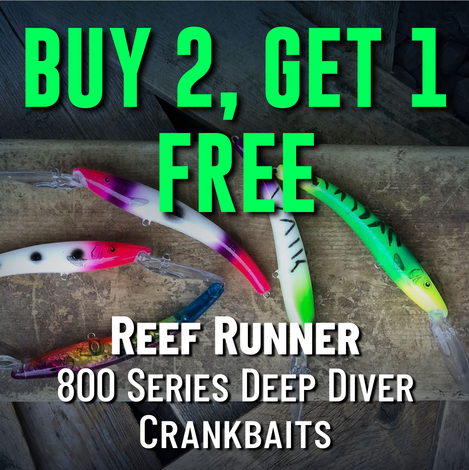 Buy 2, Get 1 Free Reef Runner 800 Series Deep Diver Crankbaits
