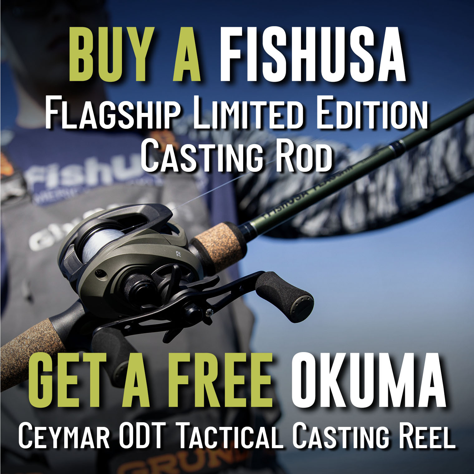 Buy a FishUSA Flagship Limited Edition Casting Rod Get a Free Okuma Ceymar ODT Tactical Casting Reel