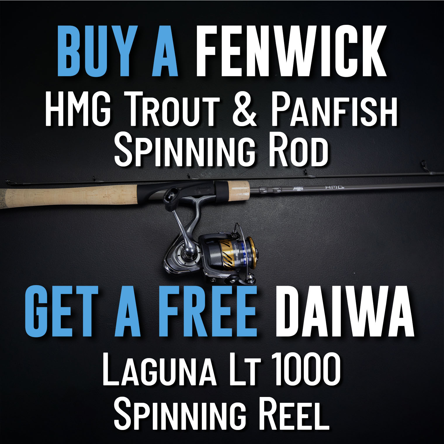 Buy a Fenwick HMG Trout & Panfish Spinning Rod Get a Free Daiwa Laguna LT Spinning Reel 