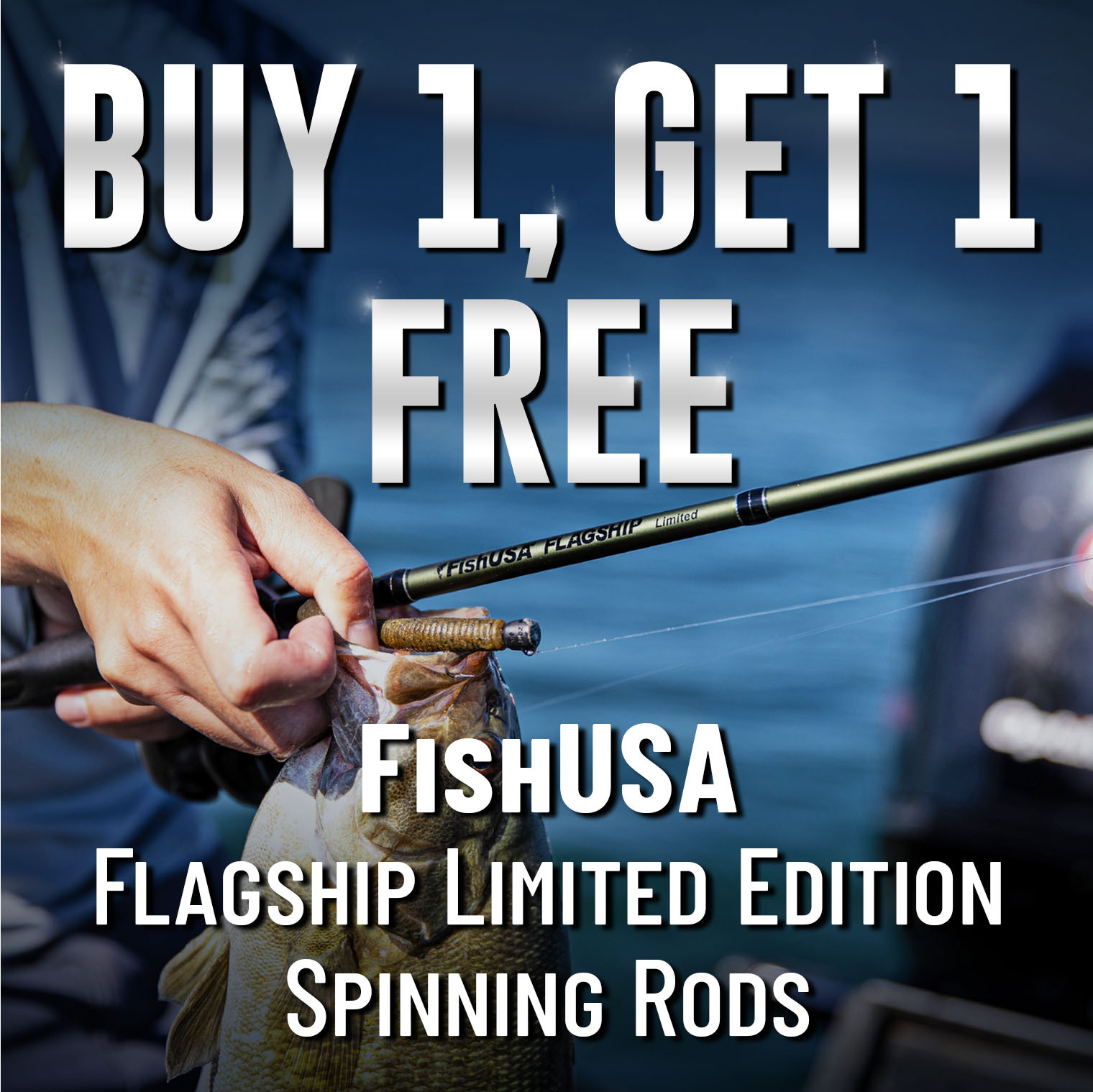 Buy 1, Get 1 Free FishUSA Flagship Limited Edition Spinning Rods