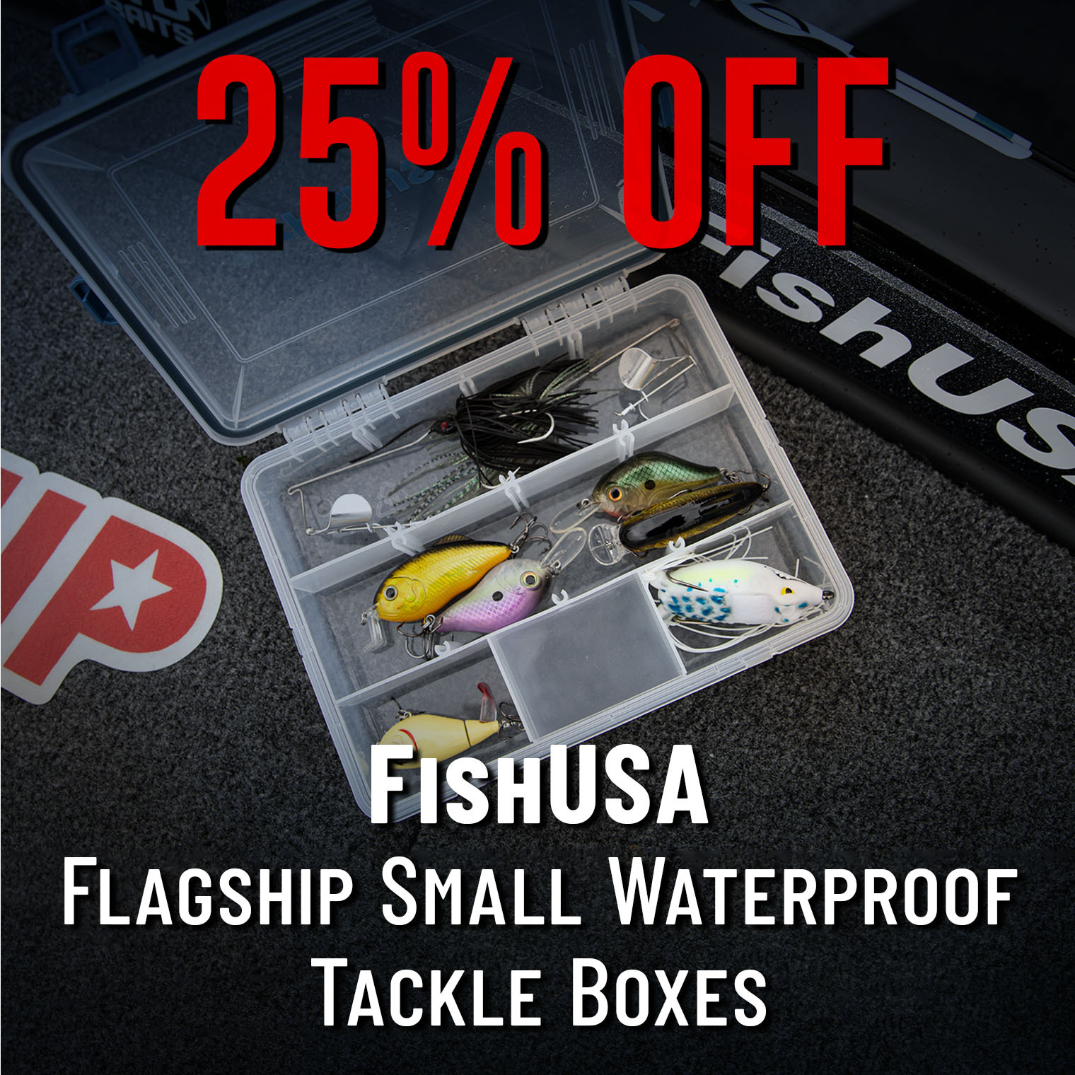 25% Off FishUSA Flagship Small Waterproof Tackle Box 