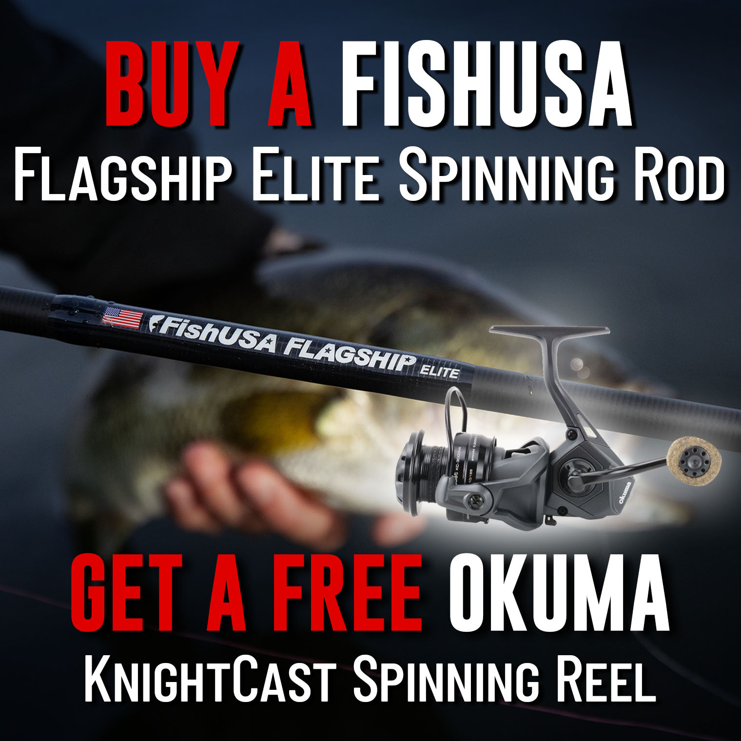 Buy a Flagship Elite Spinning Rod Get Okuma KnightCast Reel Free