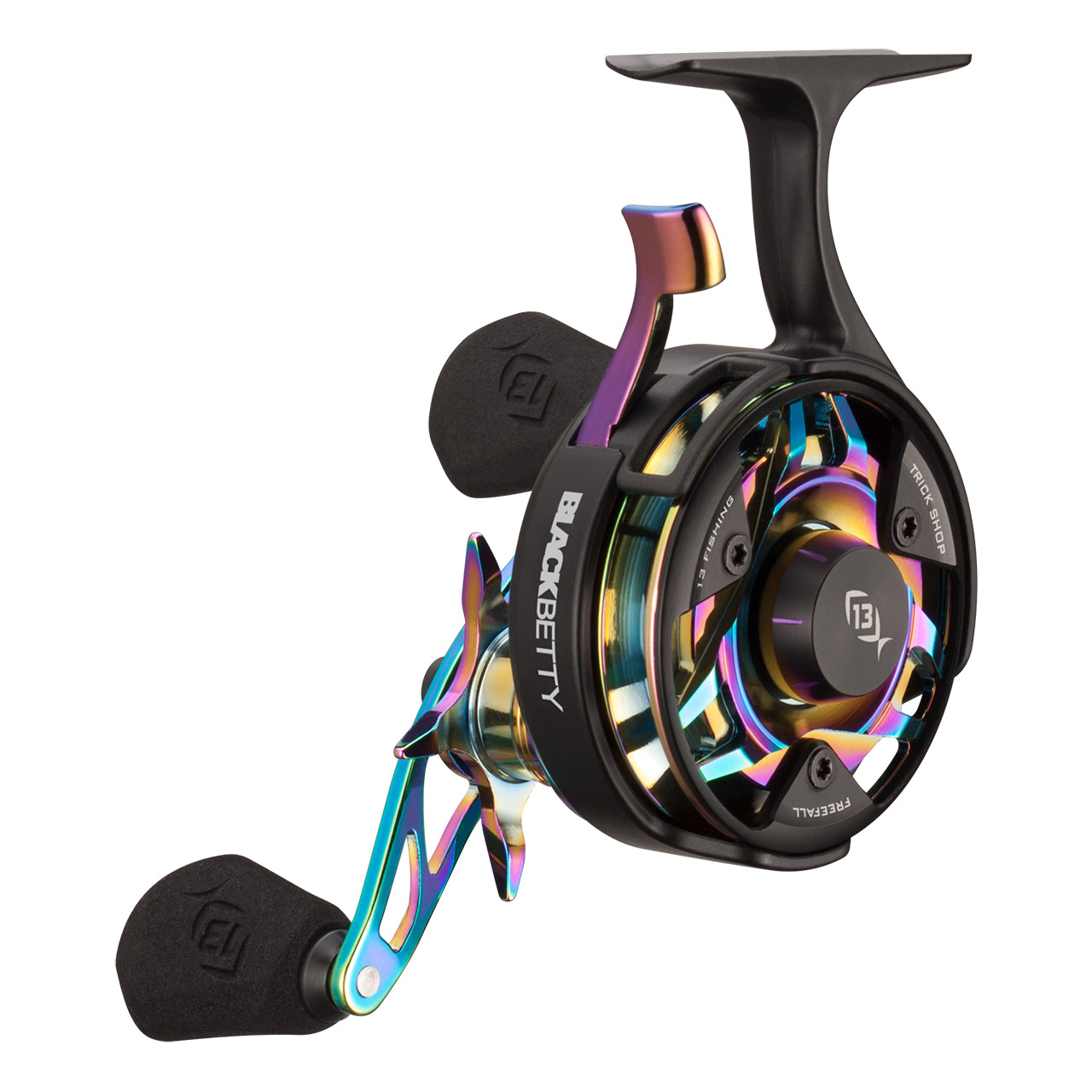 13 FISHING Black Betty FreeFall Carbon Ice Fishing Spinning Reel (Size: Inline)