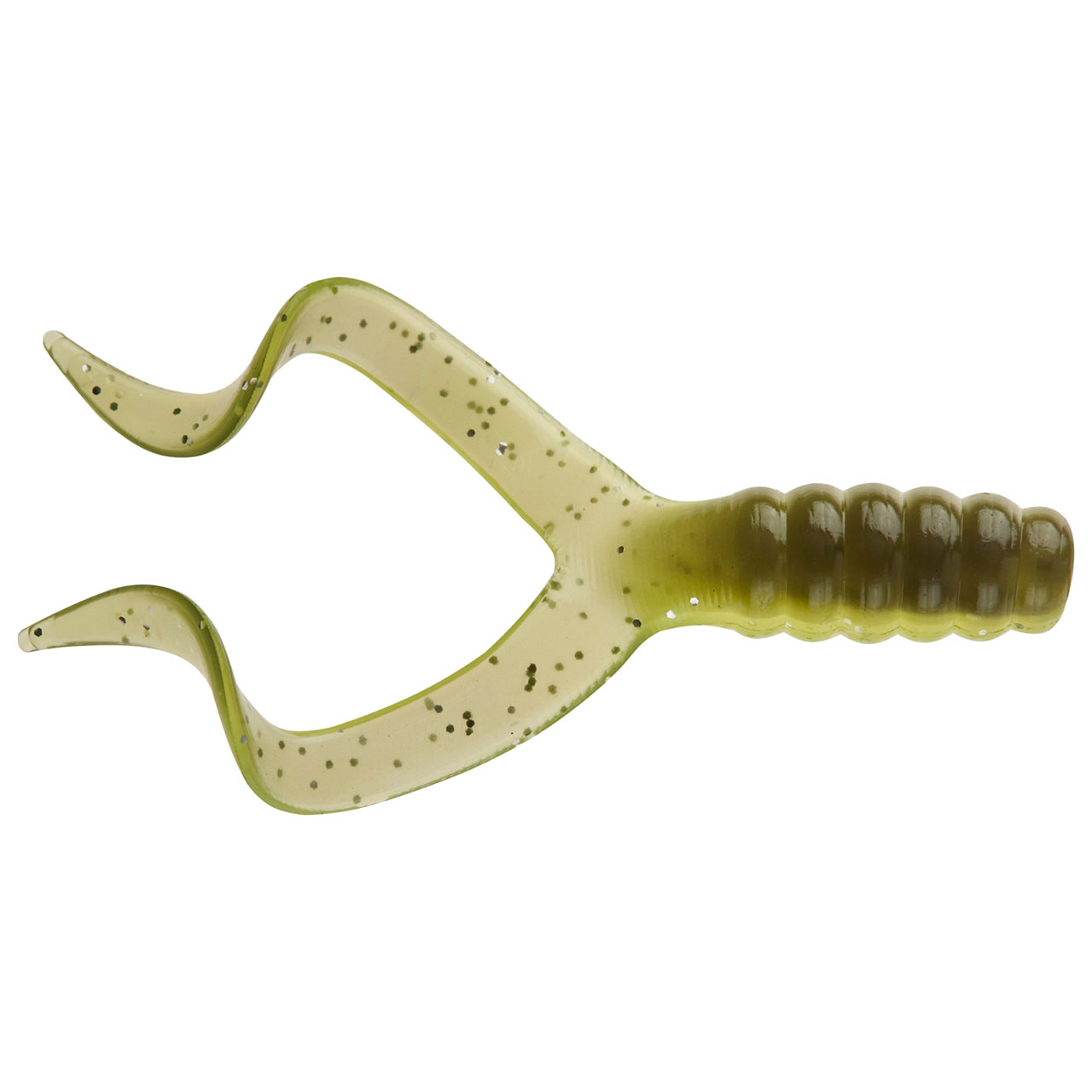 Mister Twister Double Tail Grub | Black/Chartreuse Silver Flake; 2 in. | FishUSA