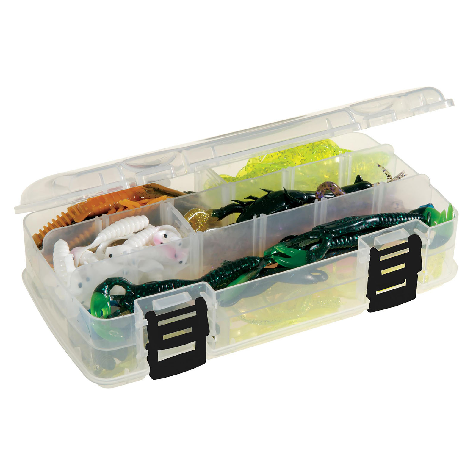 Stow Away Double Layer, 2 Tray | Clear Plastic Multi-Compartment Storage |  Adjustable, Secure & Space-Saving | 13 x 8 x 3 Size