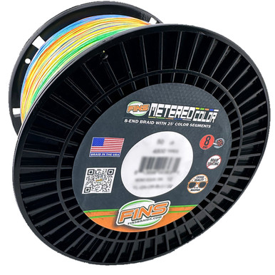 finatic braided fishing line FINS Hollow Core 130lb 100yd Metered based polymer providing great protection from abrasion Optic Orange 8X- No Fade