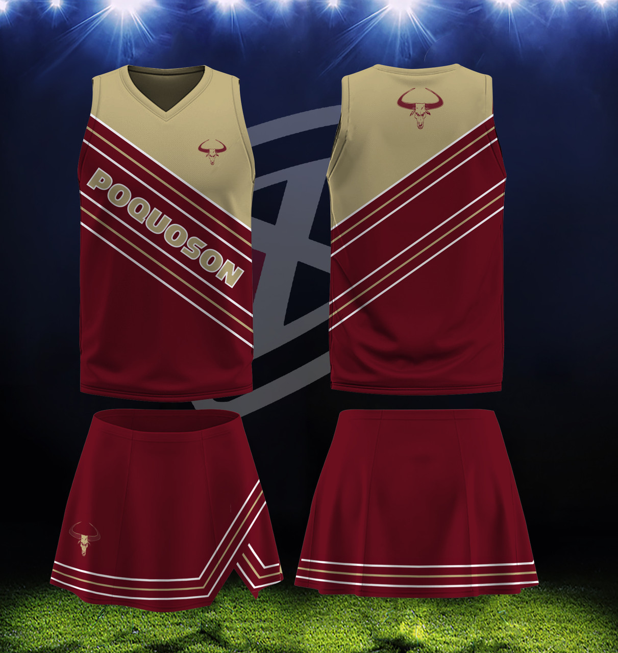Download 3 piece Cheer Uniforms - Sleeveless top, Skirt, and Under ...