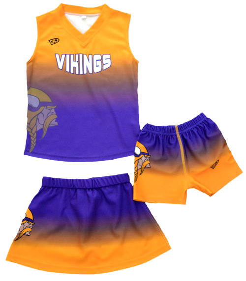 3 piece Cheer Uniforms Sleeveless top, Skirt, and Under Shorts