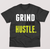 Grind and Hustle Tee - Black with White, Black and Neon Yellow Print