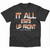 IT ALL STARTS UP FRONT TEE - Black and Orange COLORS - YOUTH SIZE